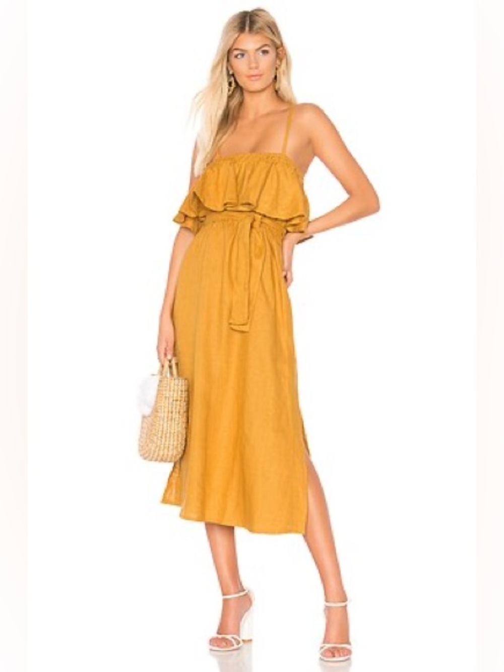 Faithfull The Brand Santo ruffled linen midi dress